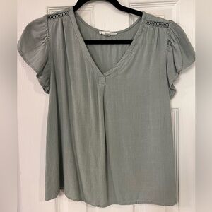 Sage green flutter sleeve blouse